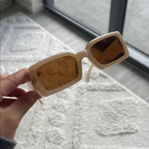 Stylish Cream Sunglasses with Brown Lenses